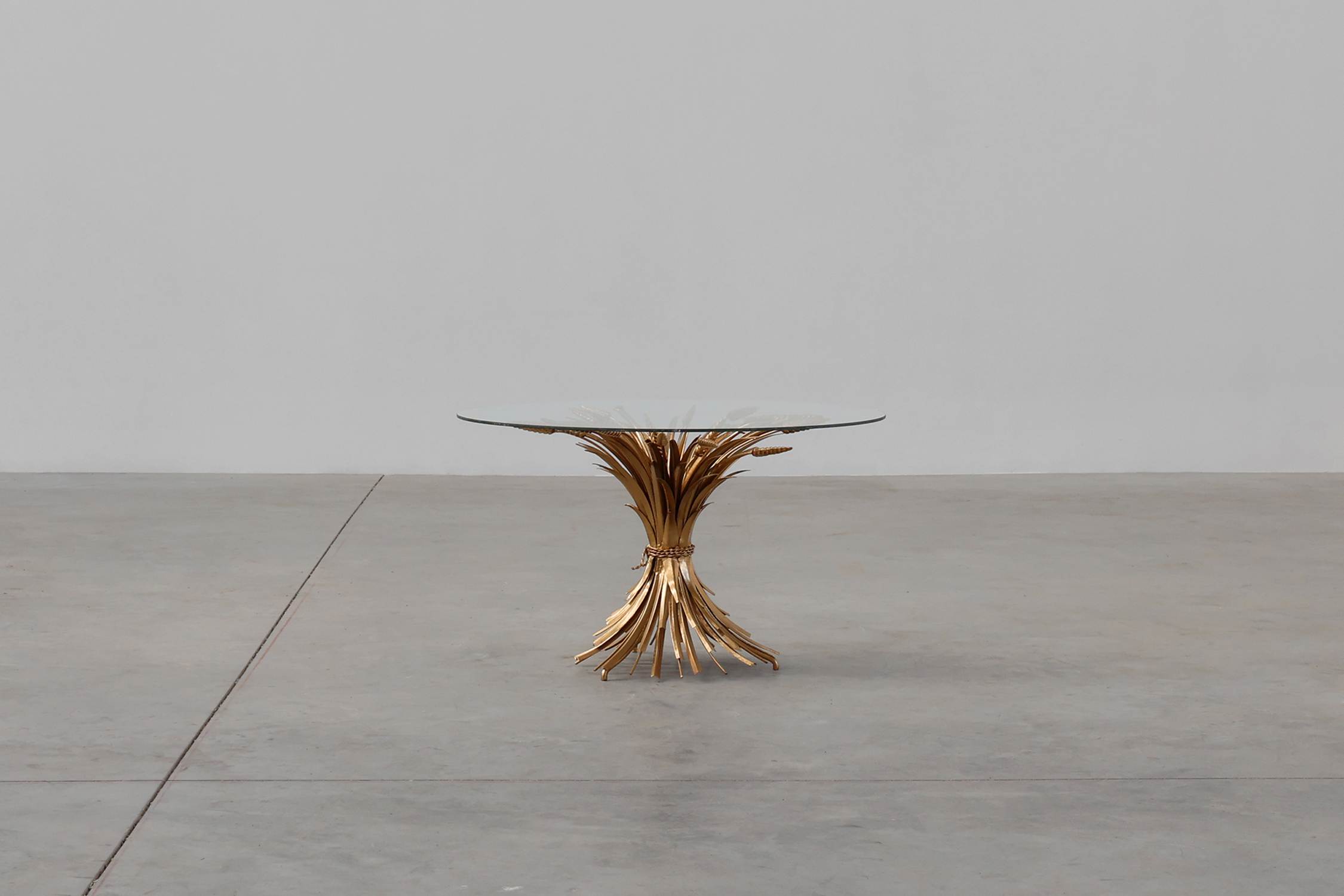 Hollywood regency gilt sheaf of wheat side table “coco chanel”, Italy 1960sthumbnail
